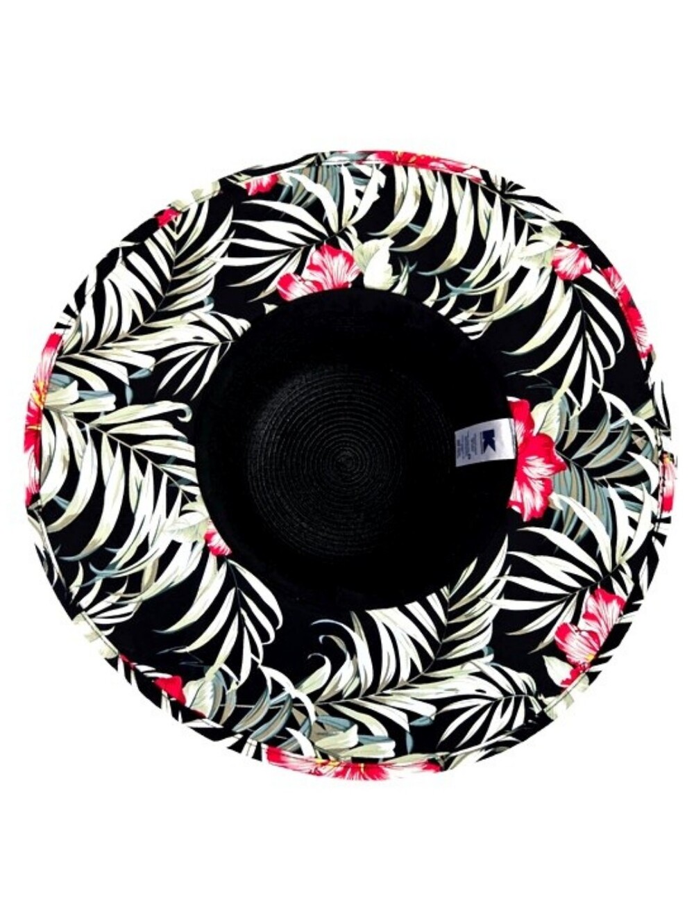 K Accessories Black Tropical Floral Print Wide Brim Floppy Sun Hat Womens OSFM - Picture 6 of 8
